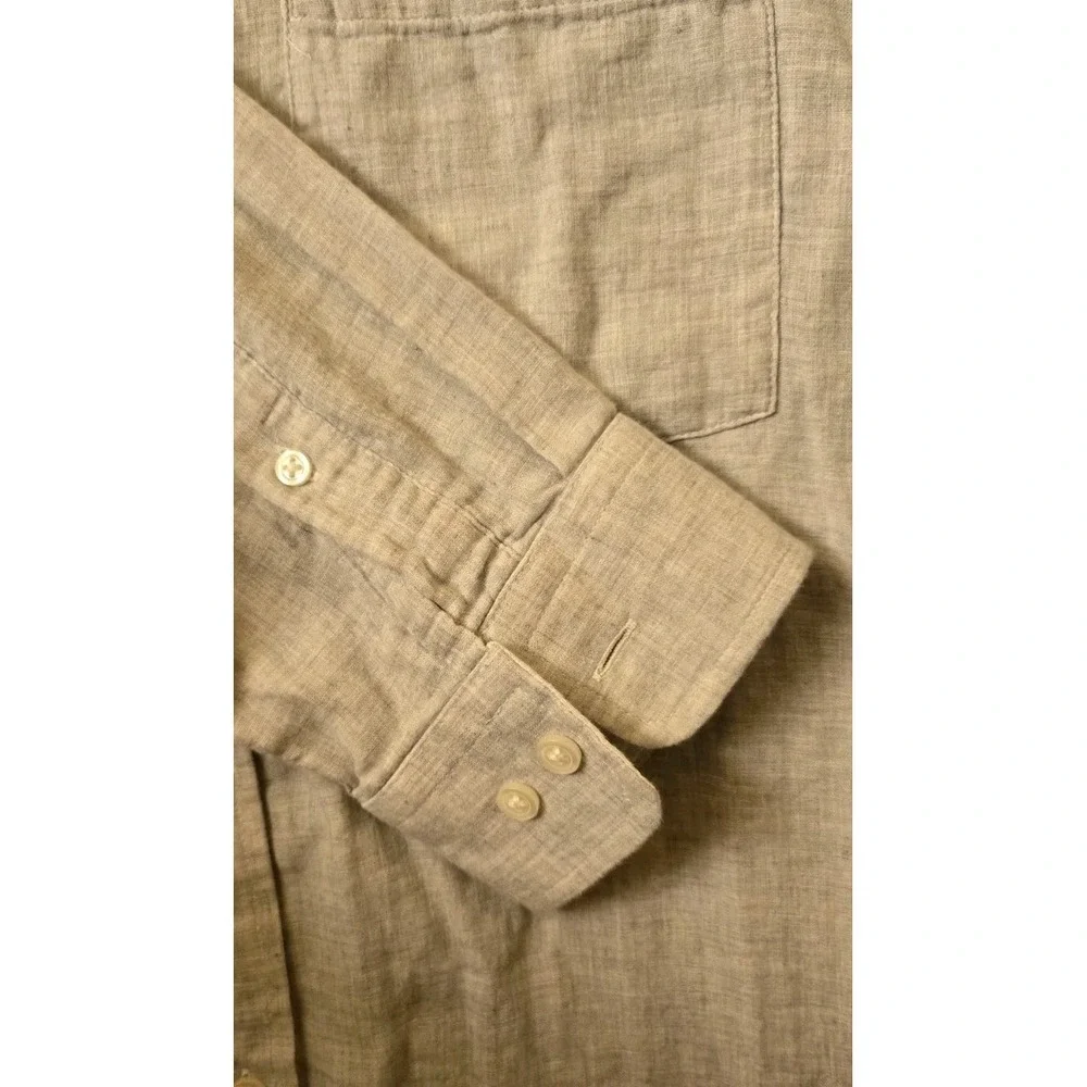 Banana Republic Untucked Fit Light Gray‎ Shirt Mens XL Button Down Double Weave